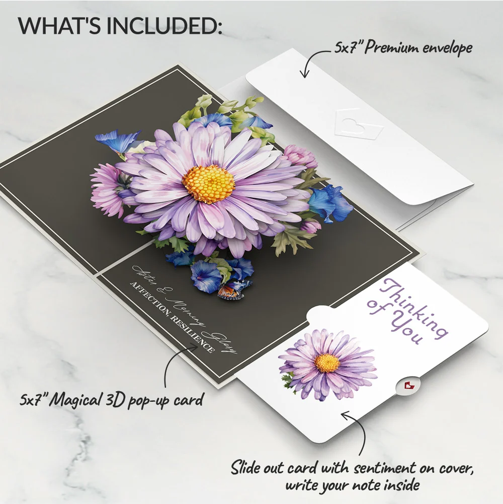 Lovepop Born to Bloom: September Birth Month Flowers Thinking of You Pop-Up Card and Sentiment Set Cream - Image 2