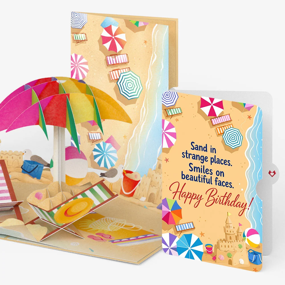 Lovepop Perfect Beach Day Birthday Pop-Up Card and Sandcastle Sentiment Set Chair