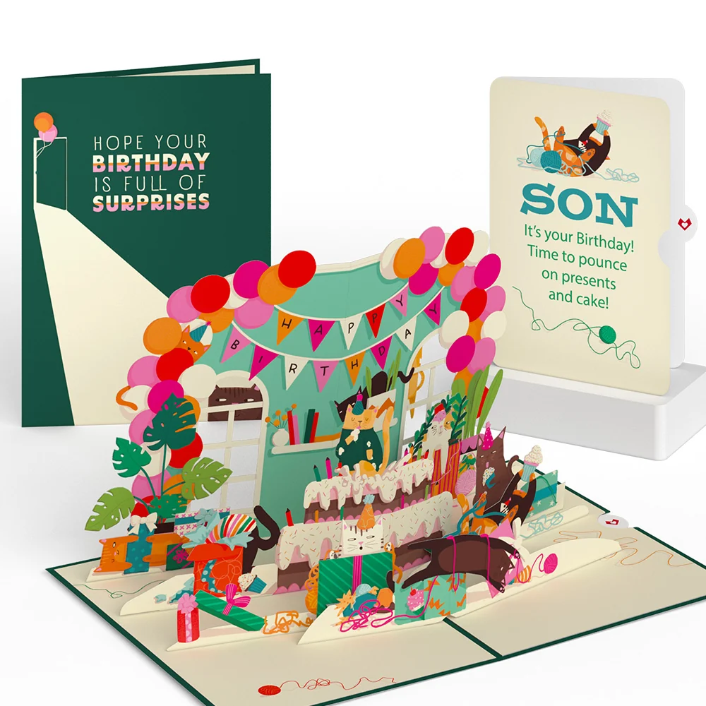 Lovepop Party Cats Birthday Pop-Up Card and Sentiment Set for Son