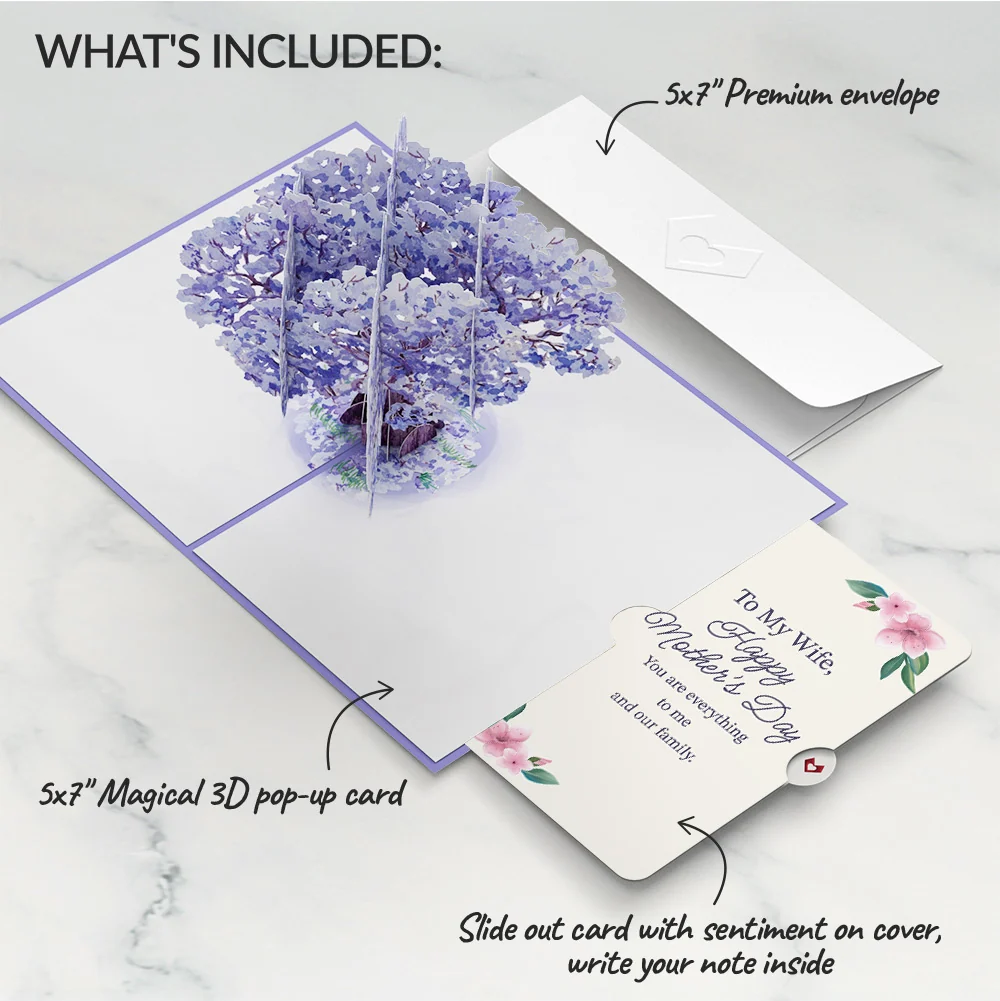 Lovepop Watercolor Jacaranda Tree Mother's Day Pop-Up Card and Sentiment Set for Wife - Image 2