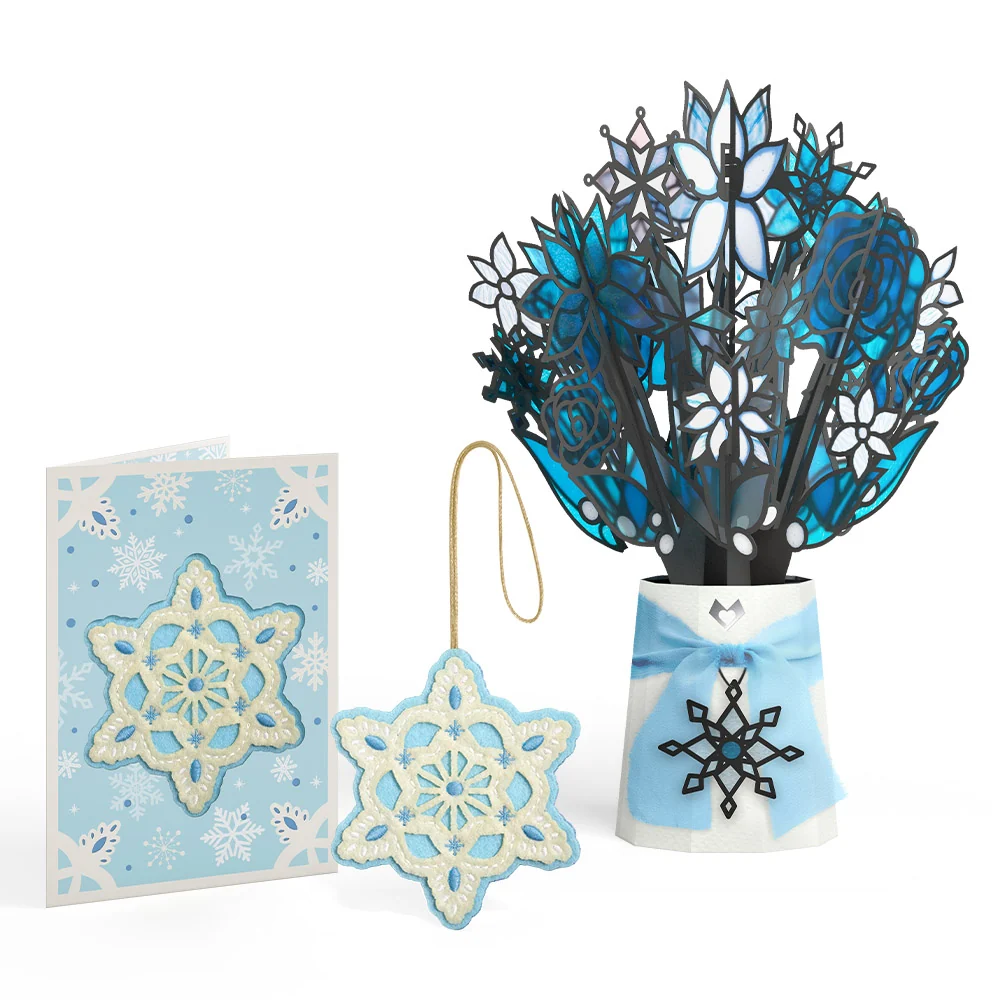 Lovepop Icy Snowflake HeartFelt Charm Card & Suncatcher Bouquet Bundle