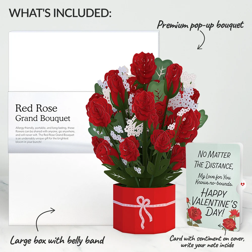 Lovepop Red Rose My Love For You Knows No-bounds Valentine Grand Bouquet and Sentiment Set Vase - Image 2