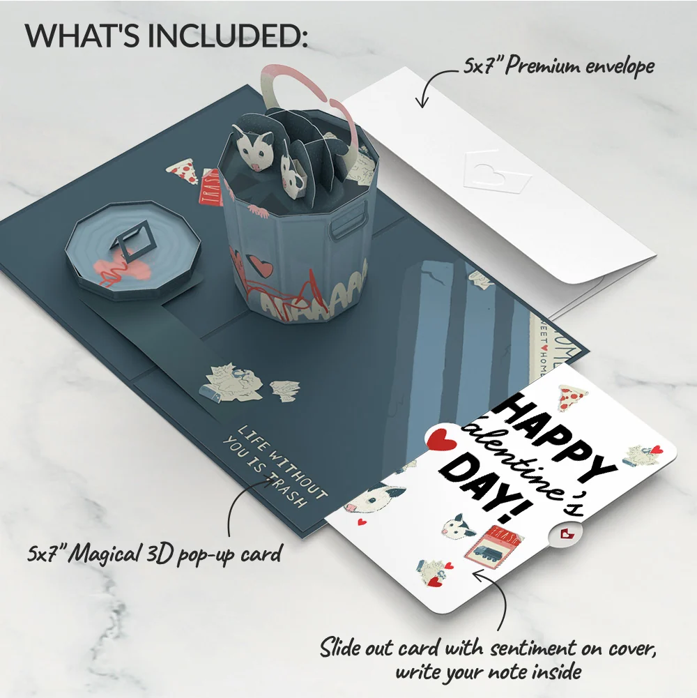 Lovepop Life Without You Is Trash Possums Valentine Pop-Up Card and Sentiment Set - Image 2