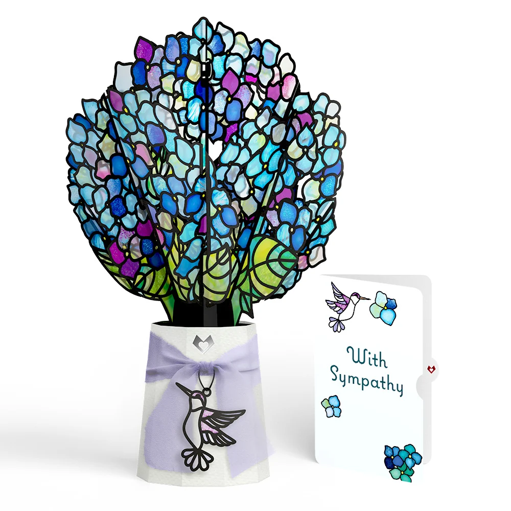 Lovepop Sunlit Hydrangeas Sympathy Suncatcher Bouquet and Sentiment Set Glass