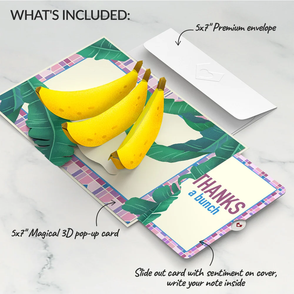 Lovepop Tropical Bananas Thank You Pop-Up Card and Sentiment Set Cream - Image 2