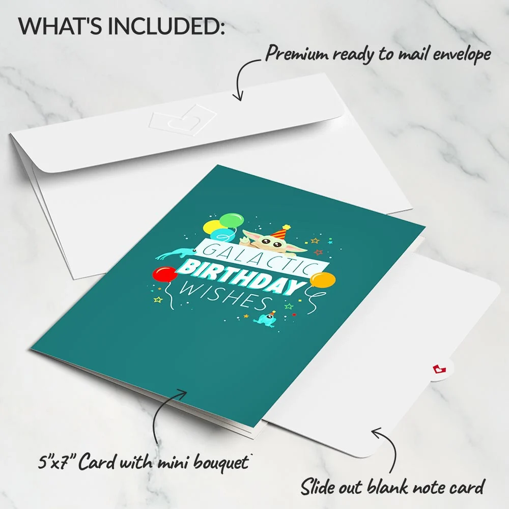 Lovepop Star Wars The Mandalorian Galactic Birthday Wishes Card with Mini Bouquet - Image 5