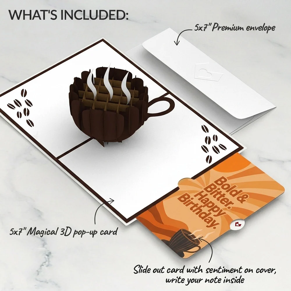 Lovepop Coffee Cup Birthday Pop-Up Card and Bold Bitter Sentiment Set - Image 2