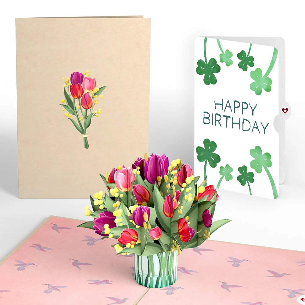 Lovepop Cheerful Tulips Birthday Pop-Up Card and Sentiment Set Vase