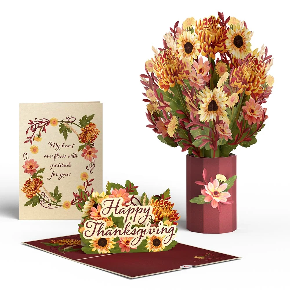 Lovepop Thanksgiving Gratitude Pop-Up Card & Bouquet Bundle