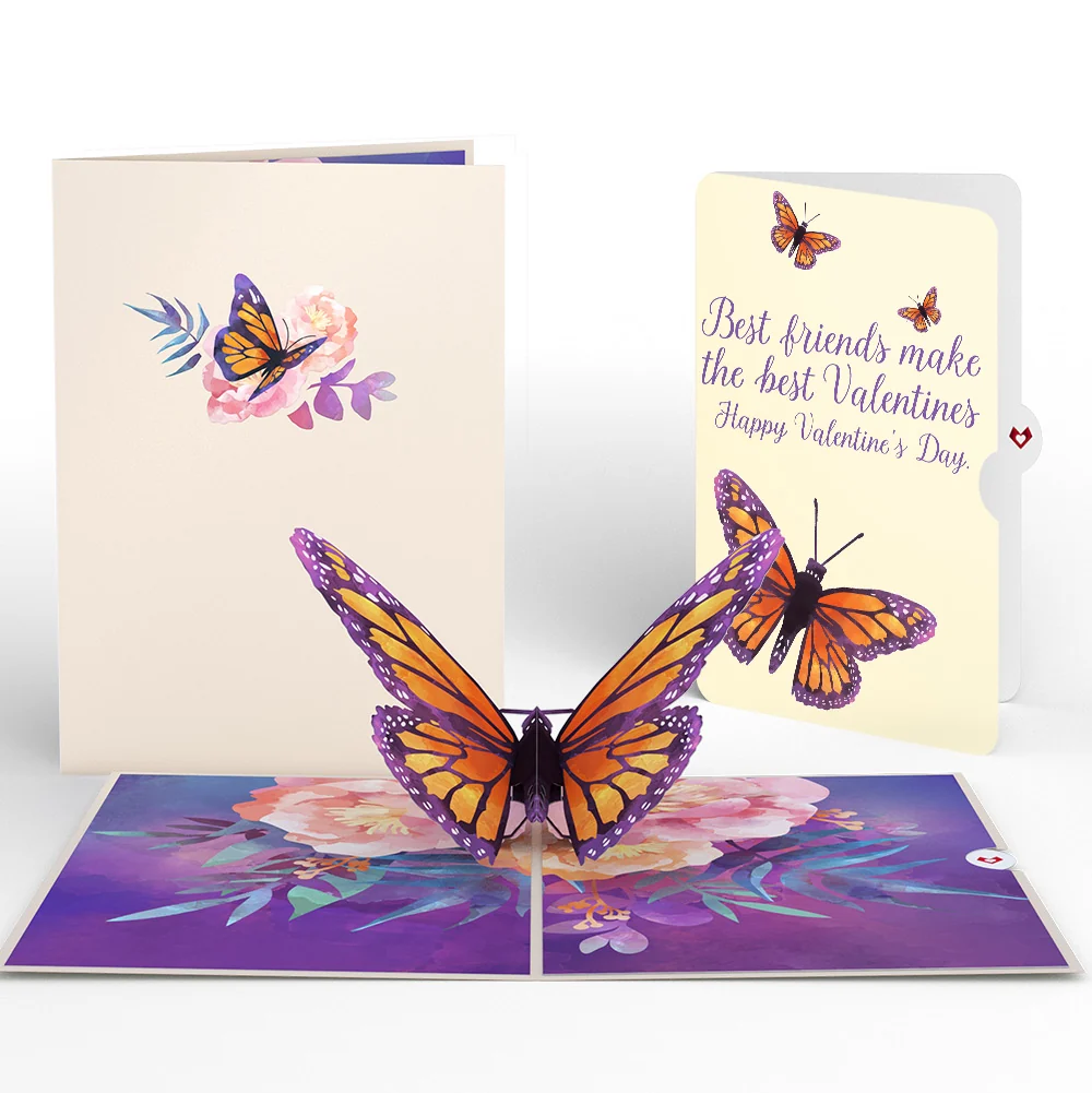 Lovepop Monarch Butterfly Valentine Pop-Up Card and Sentiment Set for Best friend Cream