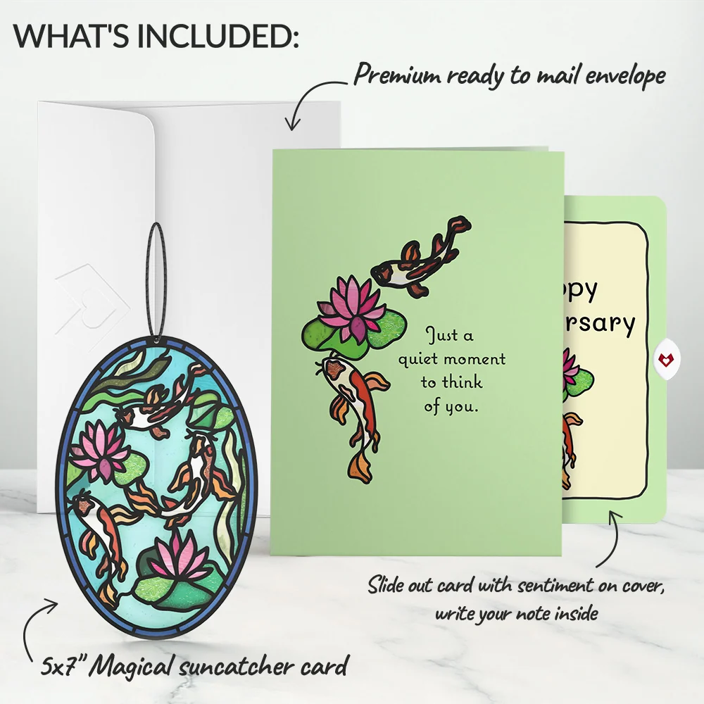 Lovepop Quiet Moment Koi Pond Anniversary Suncatcher Card and Sentiment Set Glass - Image 2