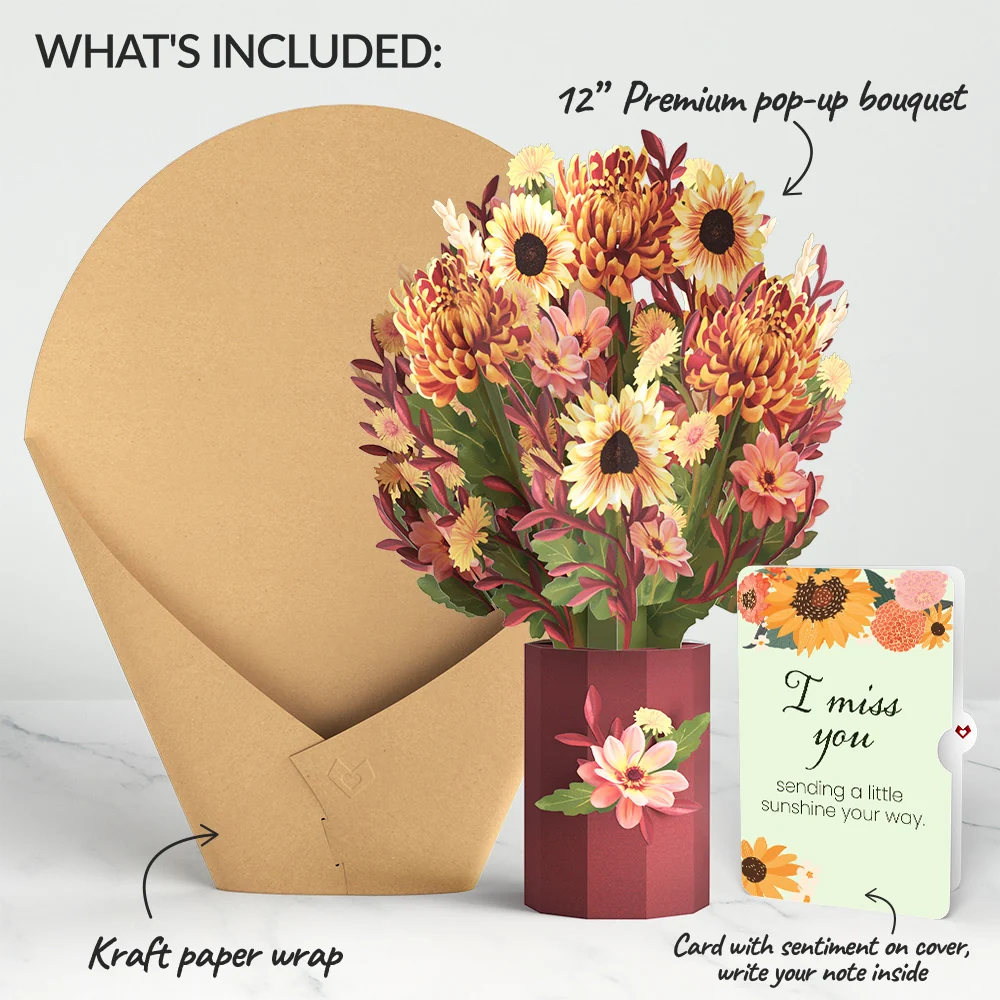 Lovepop Fall Sunshine Miss You Bouquet and Sentiment Set Vase - Image 2