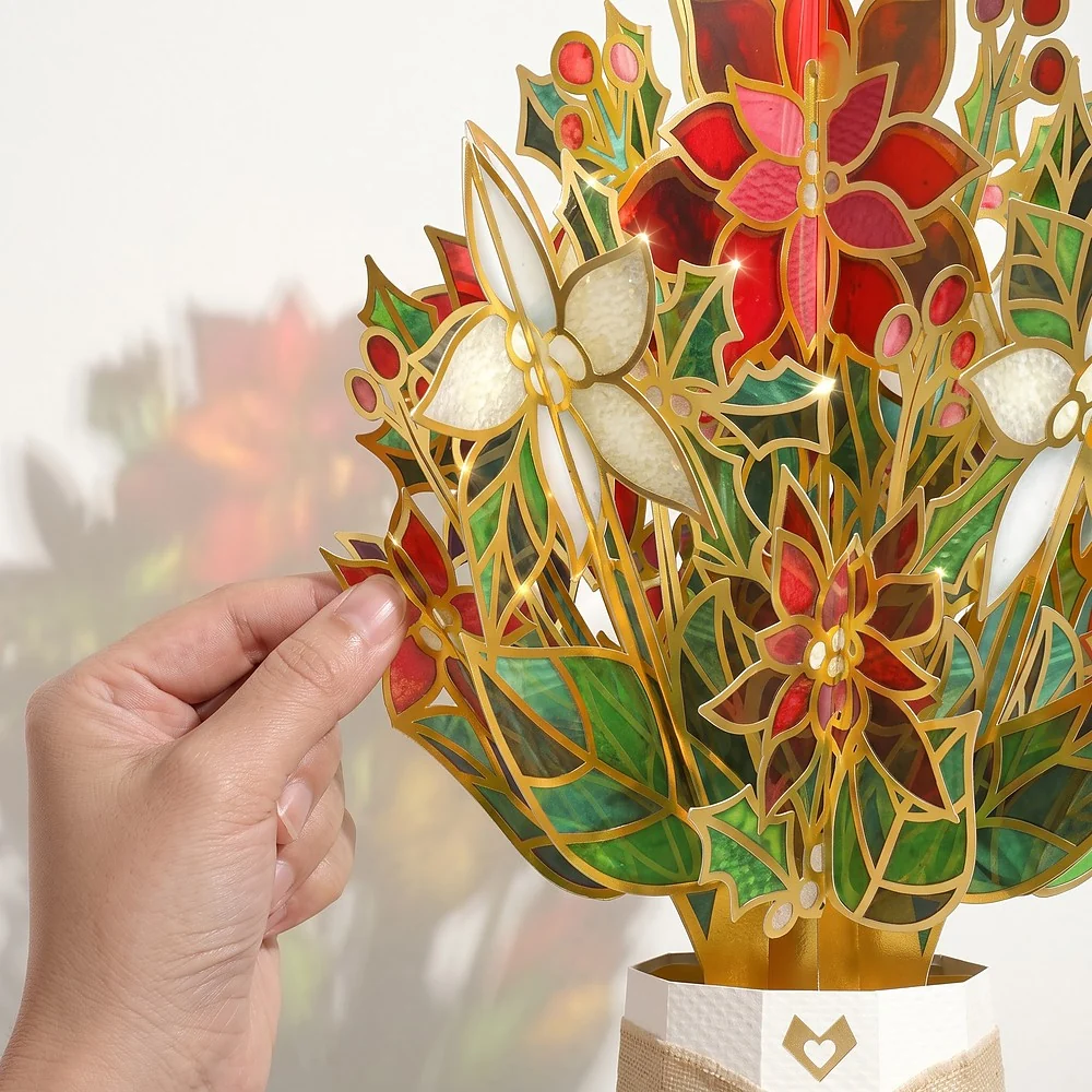 Lovepop Gilded Gold Poinsettia Suncatcher Bouquet Vase - Image 2