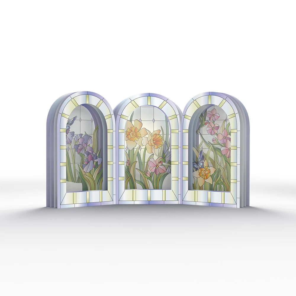 Lovepop Stained Glass Floral Triptych Pop-Up Gift - Image 4