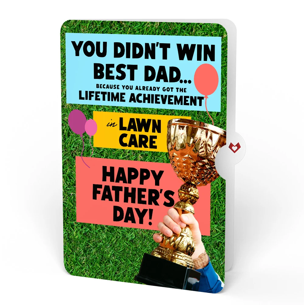 Lovepop Beer Father's Day Pop-Up Card and Trophy Lawn Care Sentiment Set Glass - Image 4