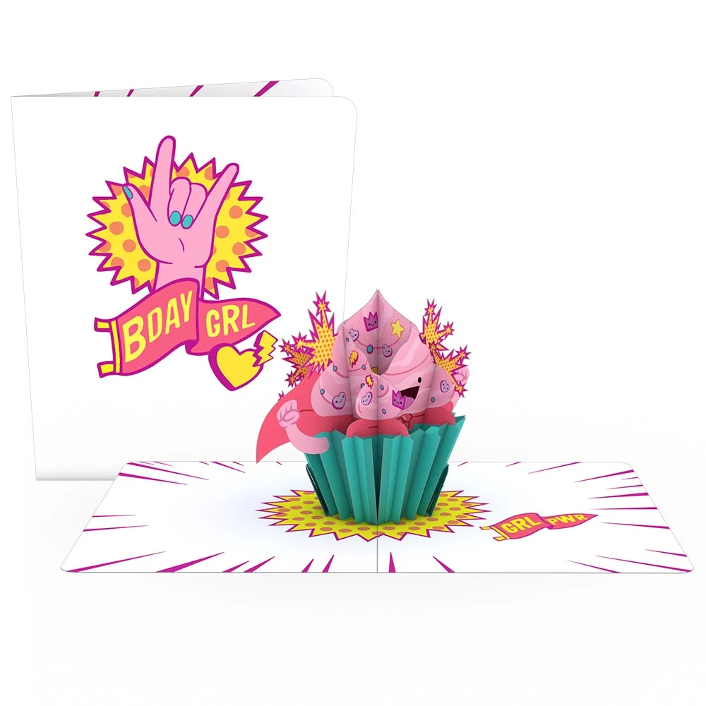Lovepop Playpop Card: Girl Power Birthday Cupcake