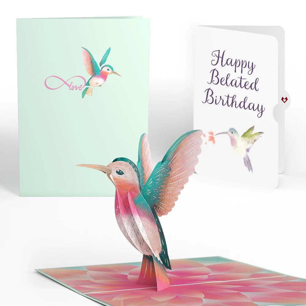 Lovepop Lovely Hummingbird Belated Birthday Pop-Up Card and Sentiment Set