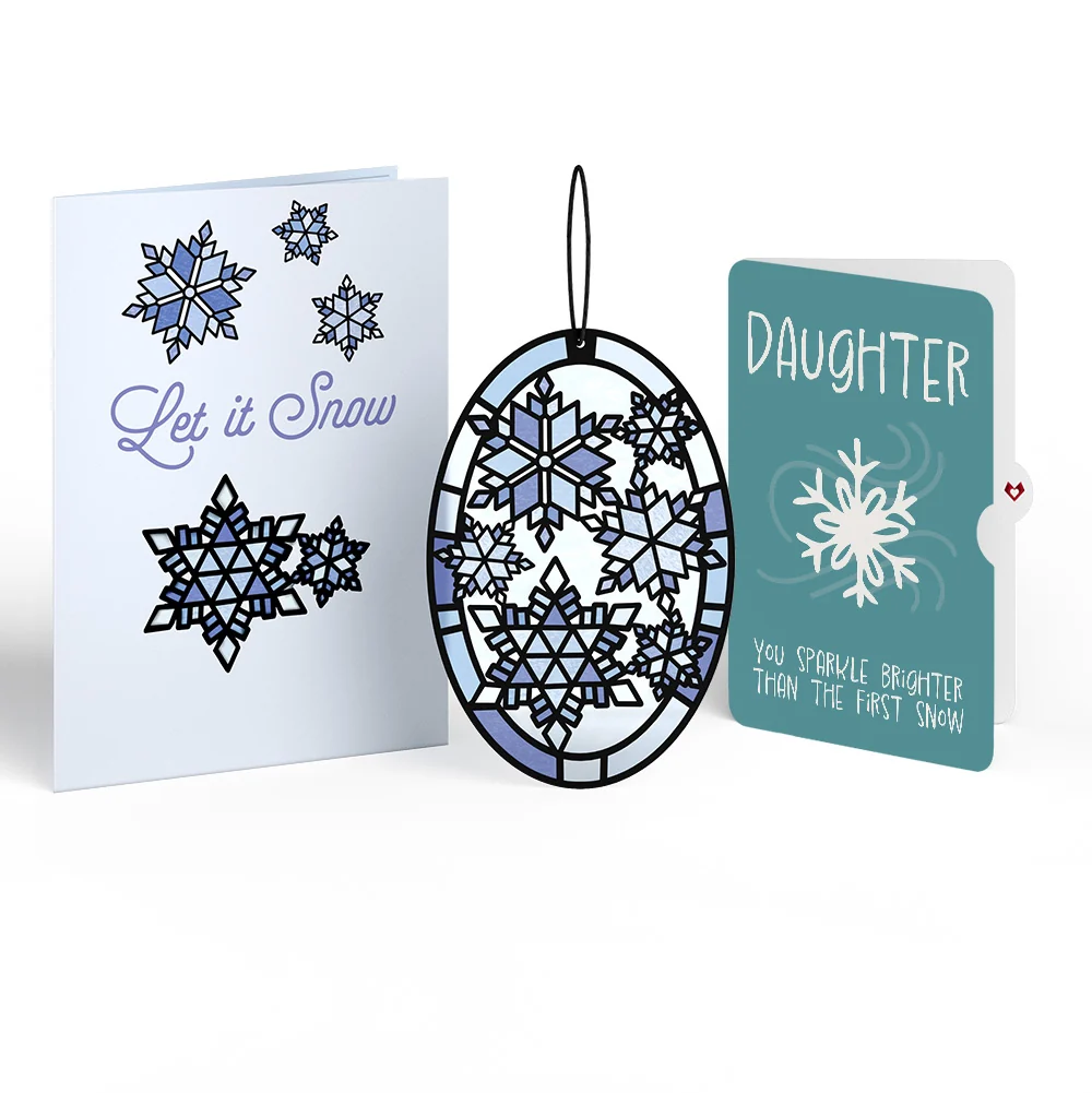Lovepop Let It Snow Snowflakes Winter Suncatcher Card and Sentiment Set for Daughter Glass