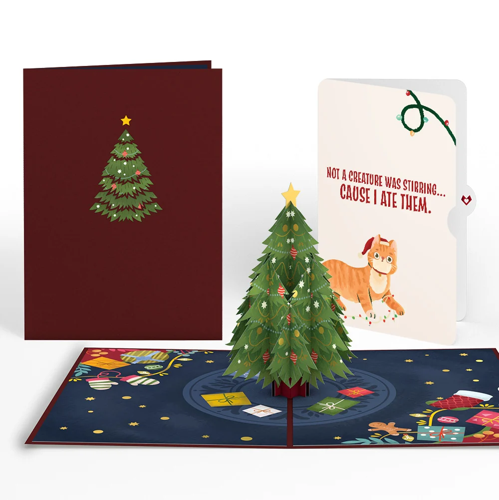 Lovepop Festive Christmas Tree Pop-Up Card and Hungry Cat Sentiment Set