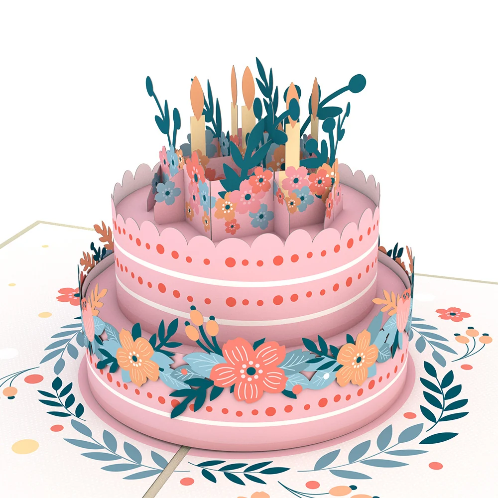 Lovepop Floral Birthday Cake Pop-Up Card Candle - Image 2