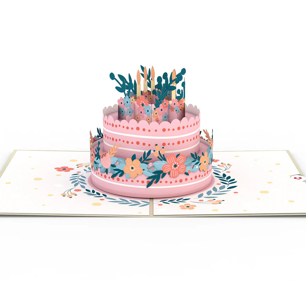 Lovepop Floral Birthday Cake Pop-Up Card Candle - Image 3