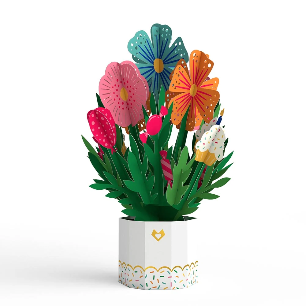 Lovepop Happy Birthday Card with Mini Bouquet Candle - Image 2