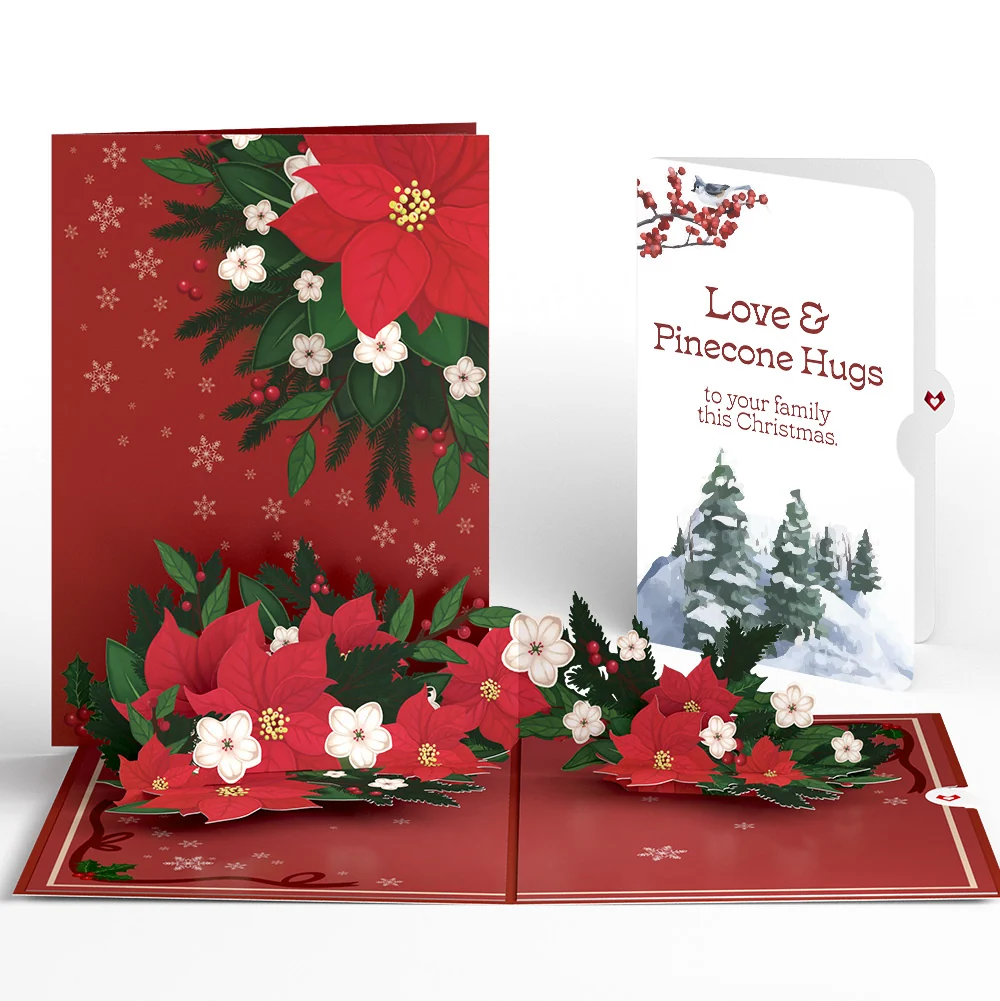 Lovepop Poinsettia & Pine Christmas Pop-Up Card and Sentiment Set for Family