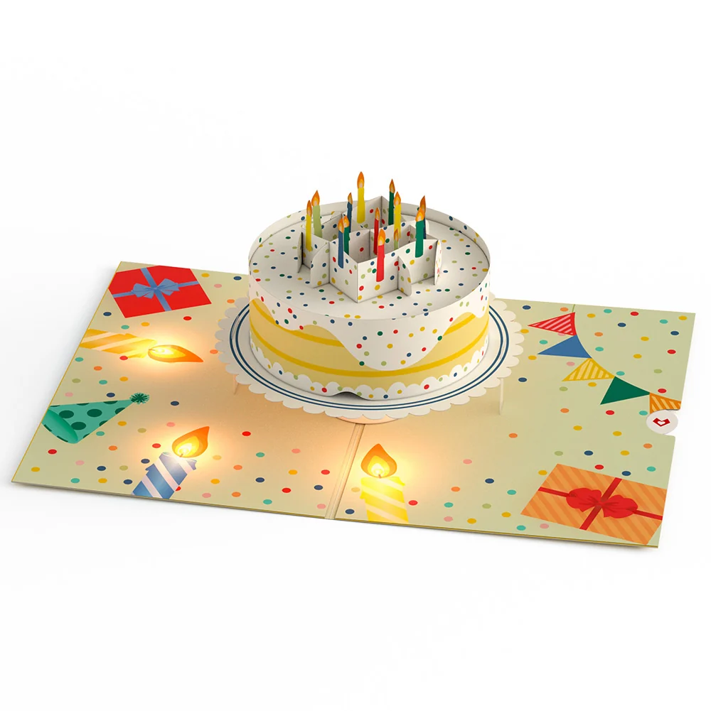 Lovepop Happy 45th Birthday Confetti Cake Music and Lights Pop-Up Card and Party Hat Sentiment Set Candle - Image 3