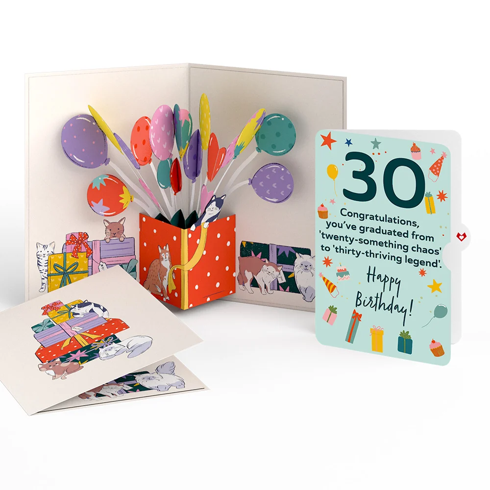 Lovepop Curious Cats 30th Birthday Pop-Up Card and Sentiment Set