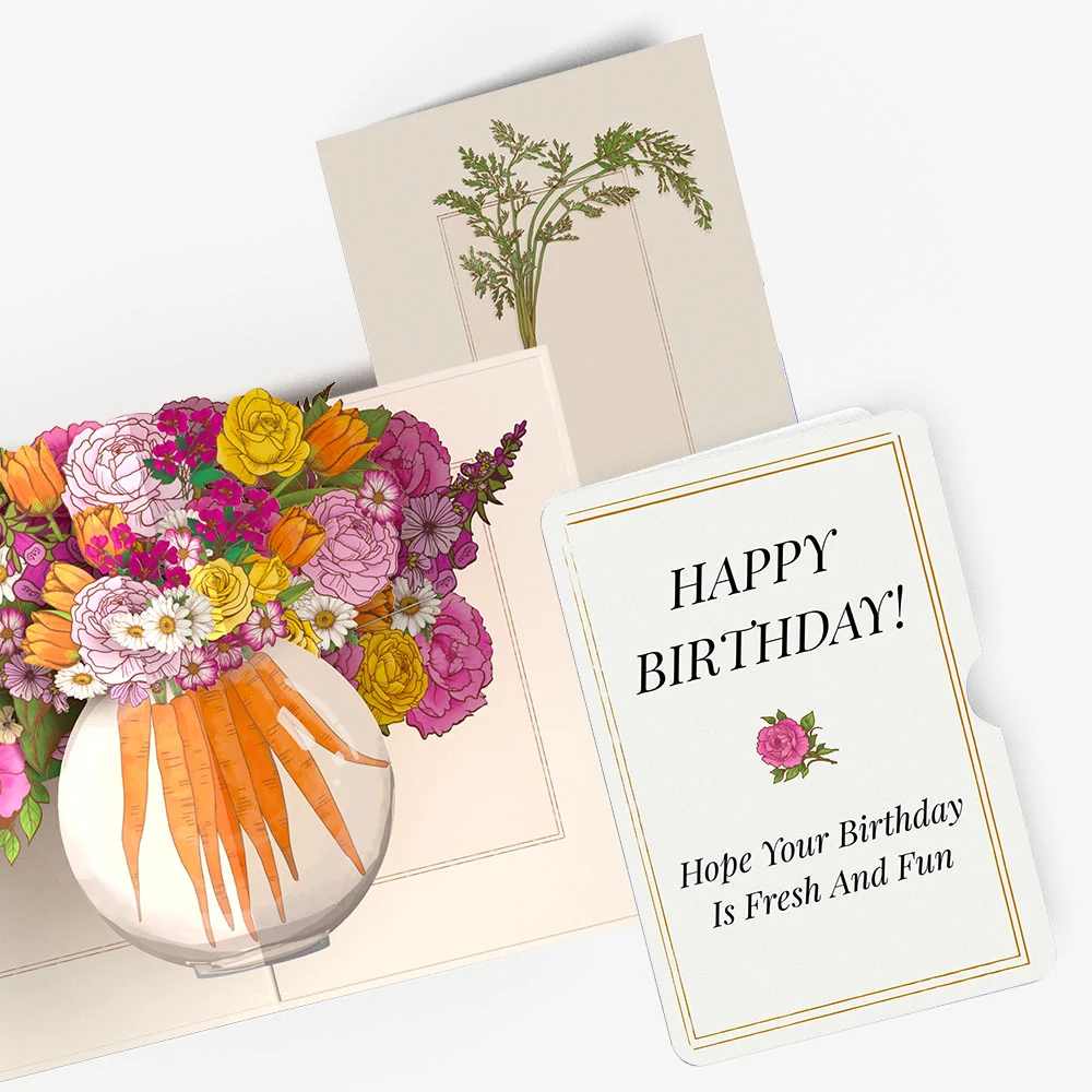 Lovepop Blooming Carrot Bouquet Birthday Pop-Up Card and Sentiment Set Cream