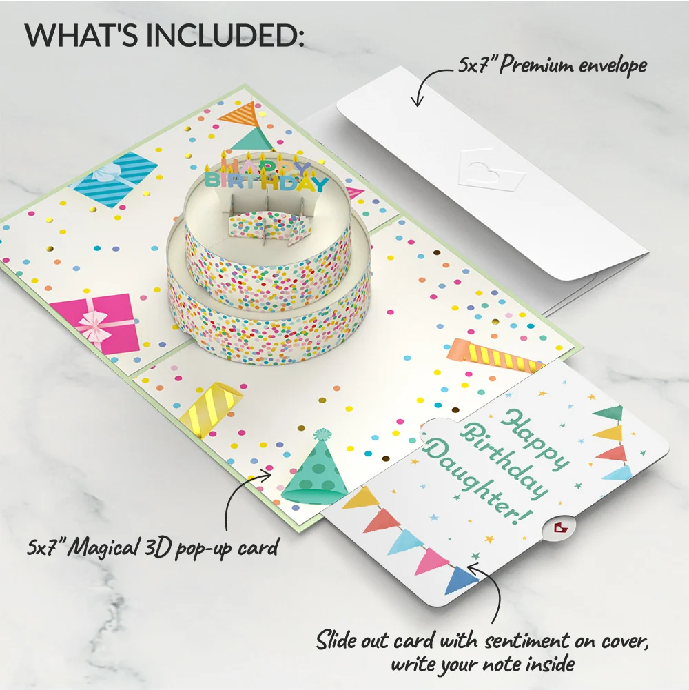 Lovepop Sprinkles Birthday Cake Pop-Up Card and Starry Pennant Sentiment Set for Daughter Candle - Image 2
