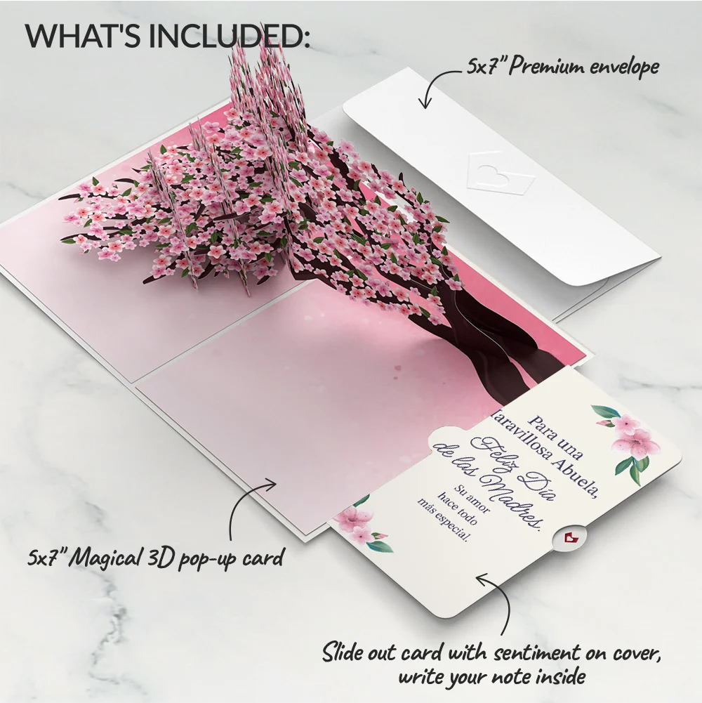 Lovepop Cherry Blossom Branches in Bloom Mother's Day Pop-Up Card and Sentiment Set for Spanish Grandmother - Image 2