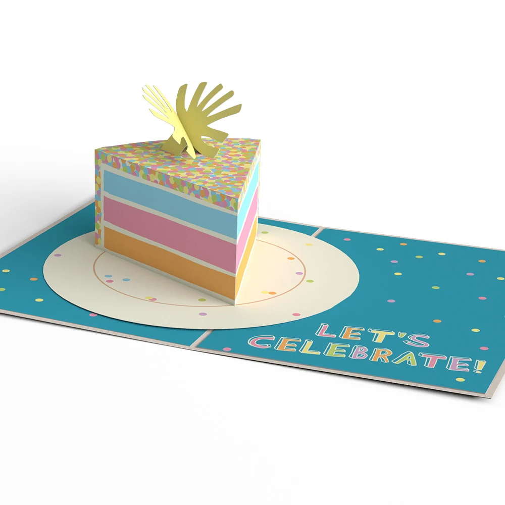 Lovepop Confetti Birthday Cake Slice Pop-Up Card Cream - Image 4