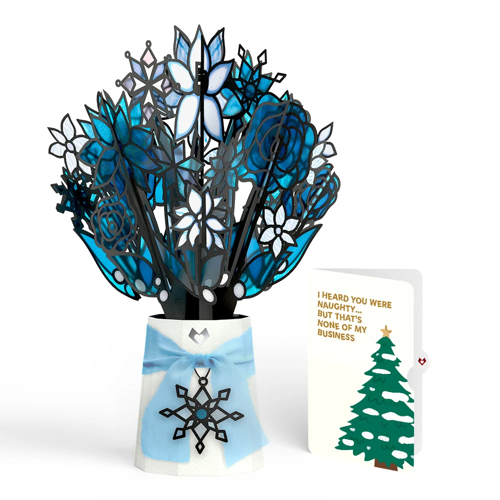 Lovepop Winter Starlight Suncatcher Bouquet and Funny Christmas Tree Sentiment Set Glass