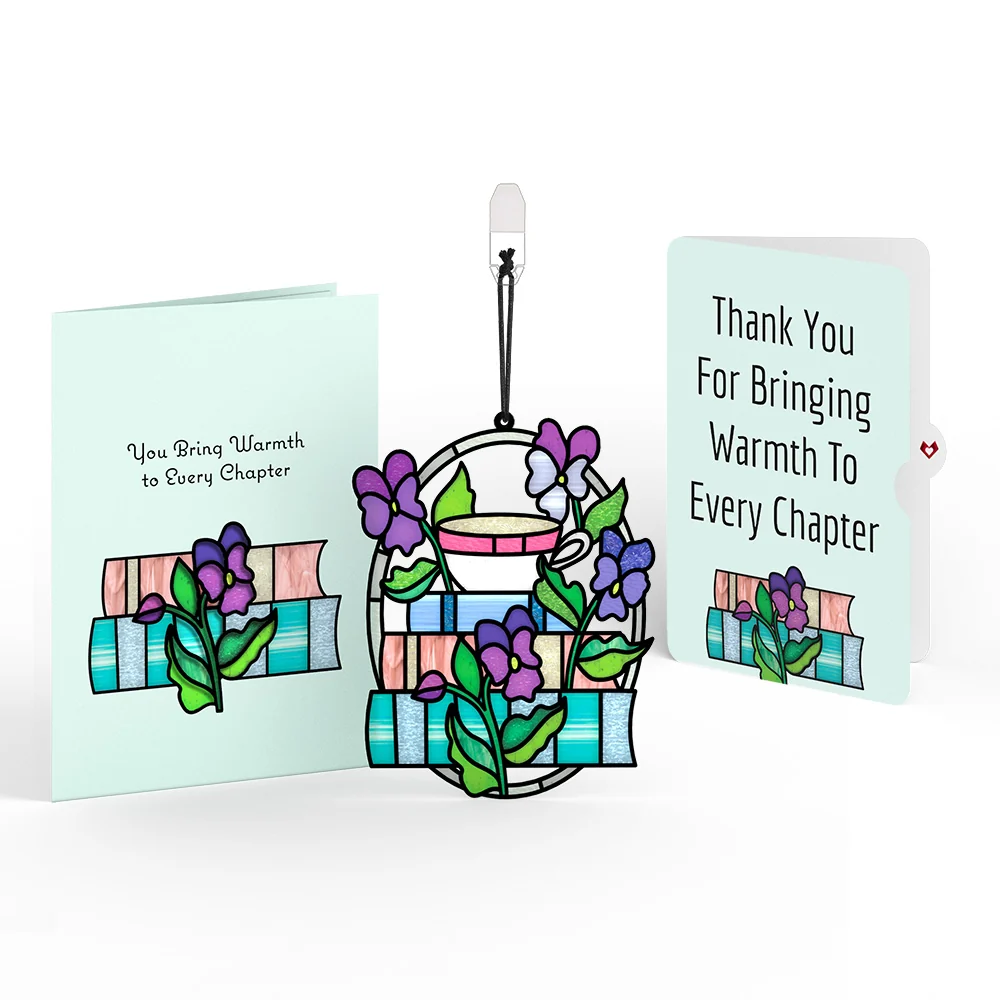 Lovepop Warmth in Every Chapter Thank You Suncatcher Card and Sentiment Set Glass