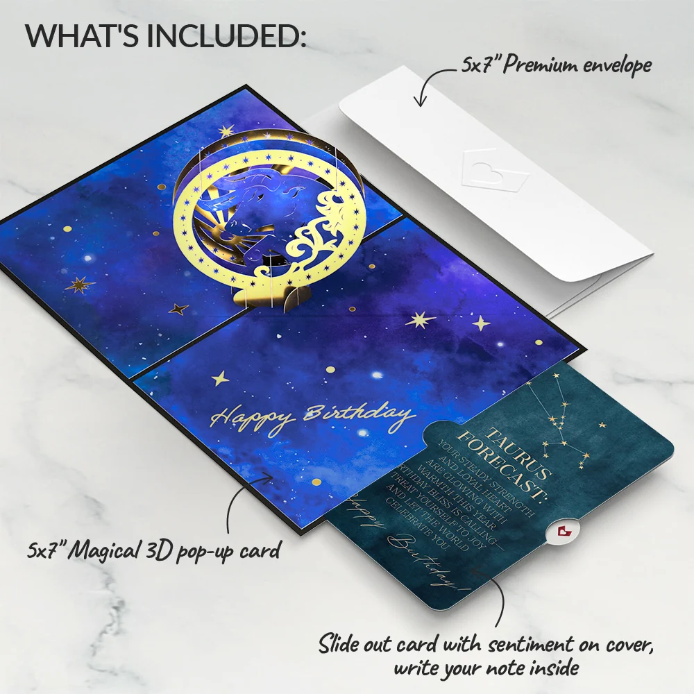 Lovepop Taurus Zodiac Birthday Pop-Up Card and Sentiment Set - Image 2