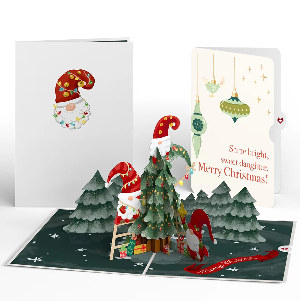 Lovepop Christmas Gnomes Pop-Up Card and Sentiment Set for Daughter Cream