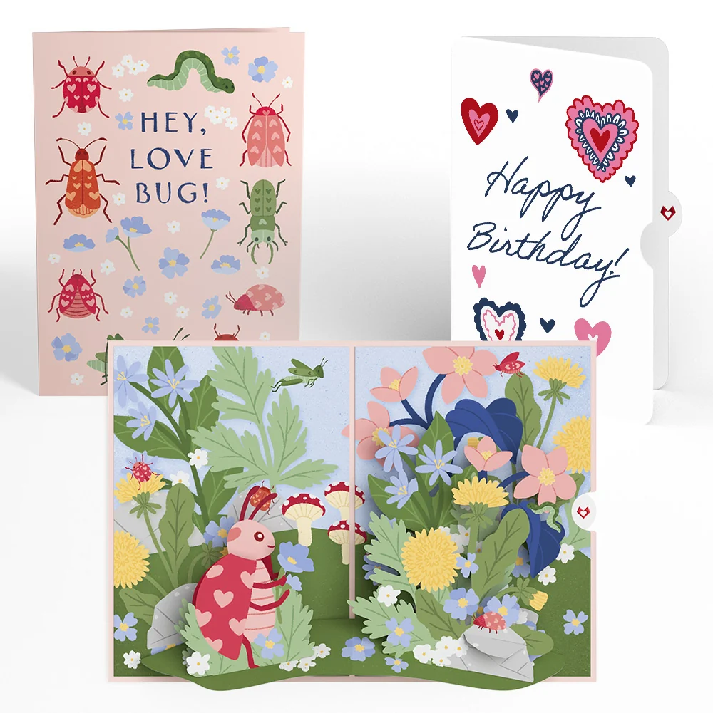 Lovepop Hey, Love Bug! Pop-Up Card and Heart Motif Birthday Sentiment Set