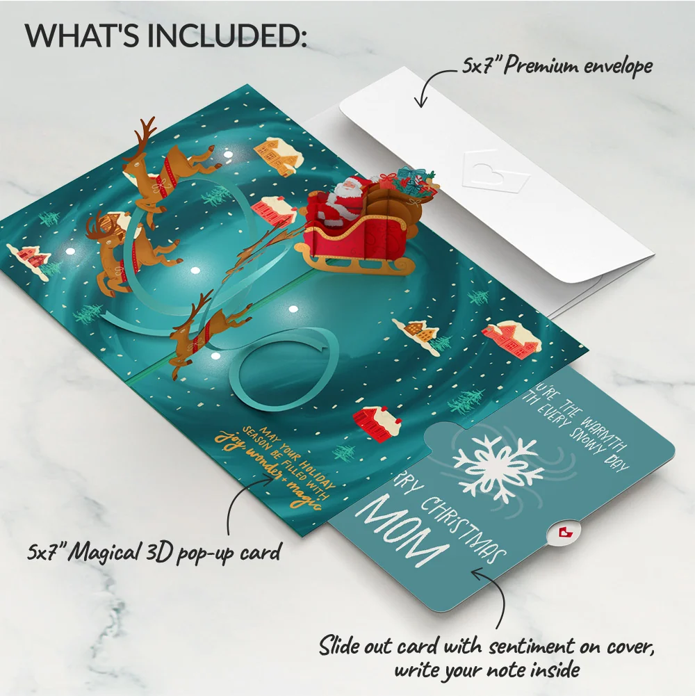 Lovepop Magic of Christmas Santa's Sleigh Light-Up Pop-Up Card and Sentiment Set for Mom - Image 2