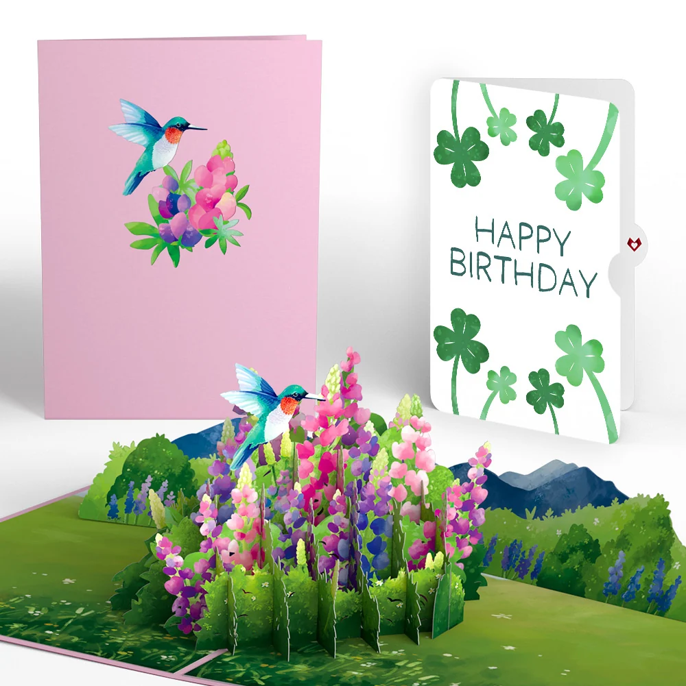 Lovepop Lupine Hummingbird Birthday Pop-Up Card and Sentiment Set