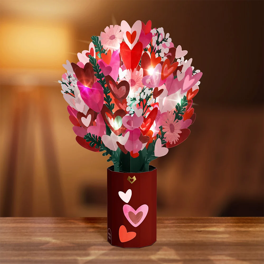 Lovepop Whimsical Hearts Light-Up Bouquet Vase