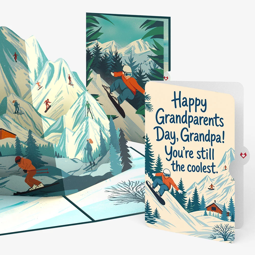 Lovepop Mountain Snowboard Adventure Pop-Up Card and Grandparents Day Sentiment Set