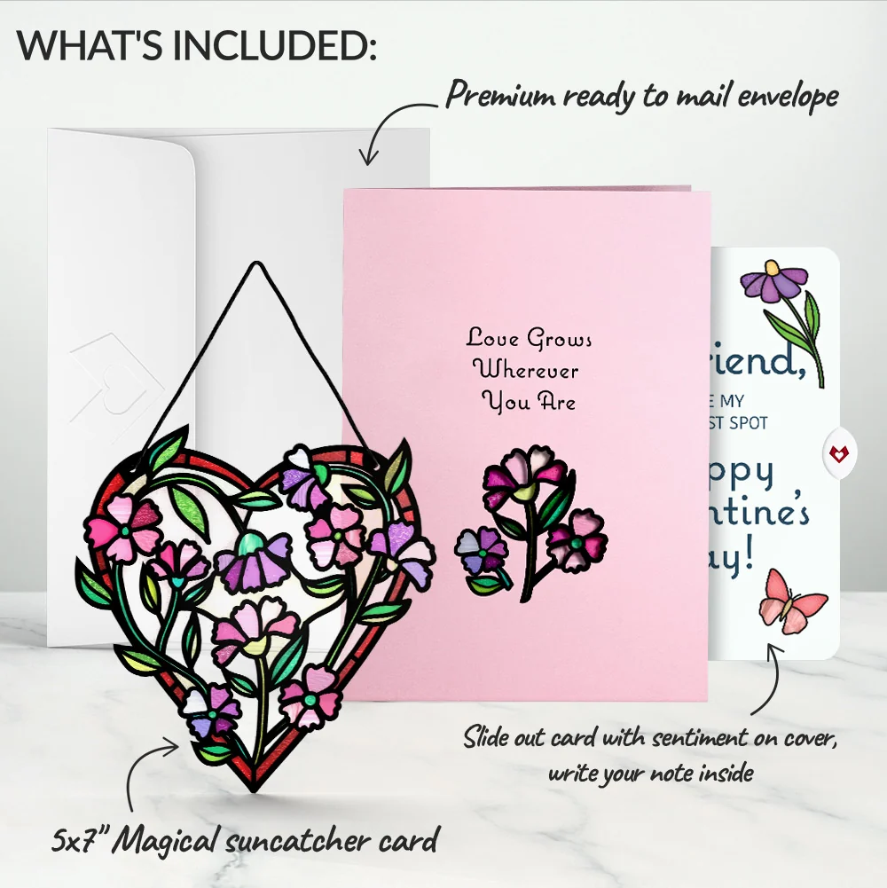 Lovepop Love Grows Heart Valentine Suncatcher Card and Sentiment Set for Boyfriend Glass - Image 2