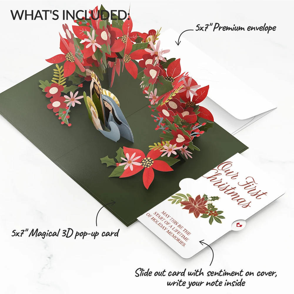 Lovepop A Child Is Born Christmas Pop-Up Card and Poinsettia First Christmas Sentiment Set for Partner Cream - Image 2