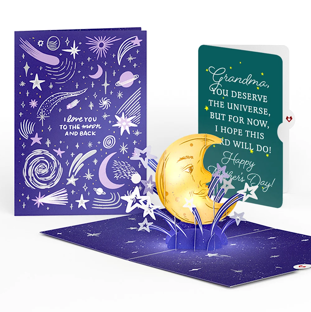 Lovepop Love You to the Moon and Back Mother's Day Light-Up Pop-Up Card and Sentiment Set for Grandma