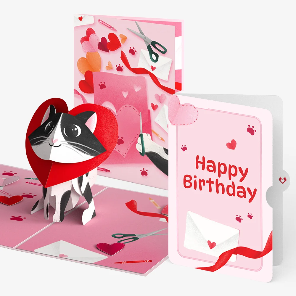 Lovepop Crafty Love Cat Birthday Pop-Up Card and Sentiment Set