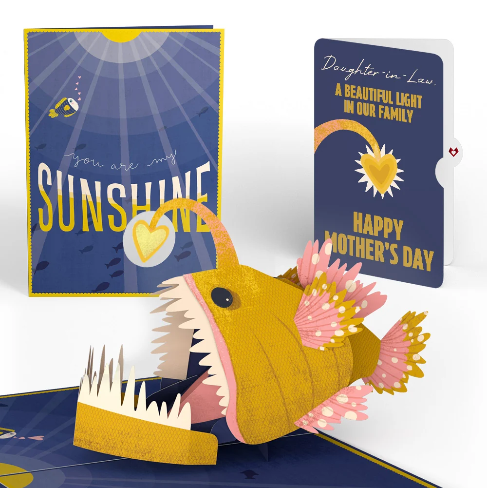 Lovepop You Are My Sunshine Anglerfish Mother's Day Pop-Up Card and Sentiment Set for Daughter-in-law