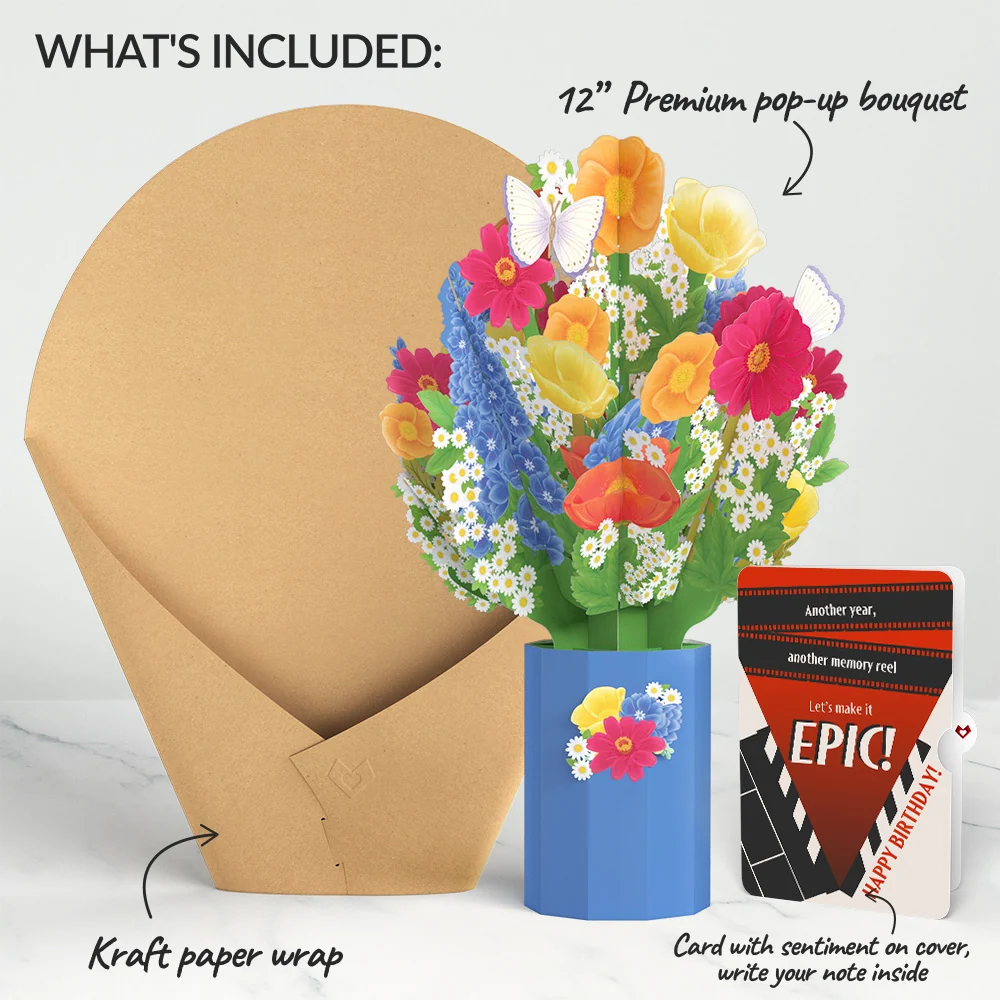 Lovepop Wildflower Birthday Bouquet and Epic Reel Sentiment Set Vase - Image 2