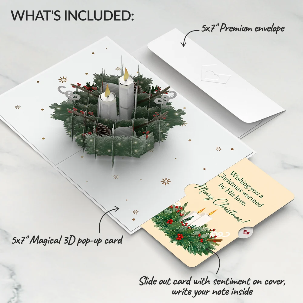 Lovepop Winter Greens Christmas Candle Pop-Up Card and His Love Sentiment Set - Image 2