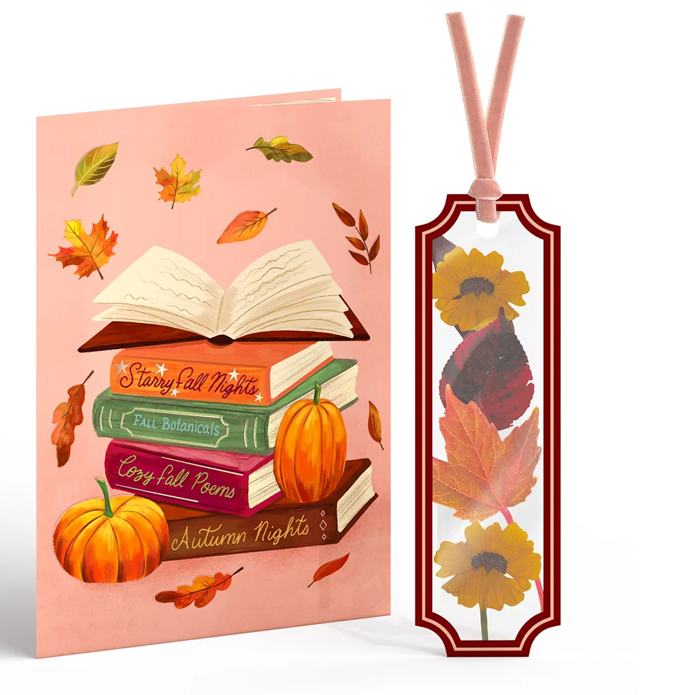 Lovepop Cozy Fall Petal Pressed Bookmark Card - Image 2